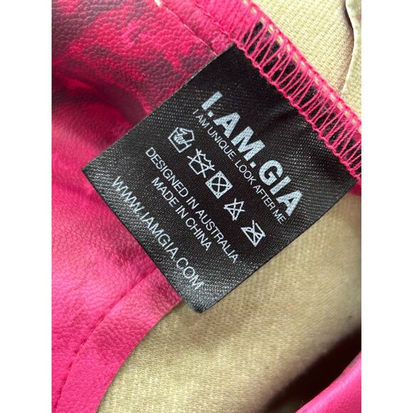 I.AM.GIA Womens Pantea Pink Buckle Faux Leather Pants Tie Dye Flare Leg Size S - Picture 8 of 11